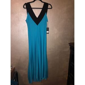 Comfy USA Miley Minimalist Simple Preppy Resort Nautical Tank Blue & Black Dress